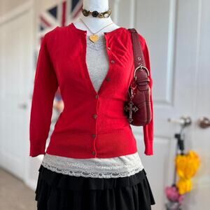 Red long sleeve button